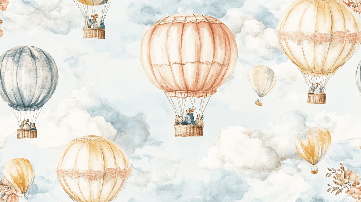 Papier Peint Montgolfière Vintage En Aquarelle