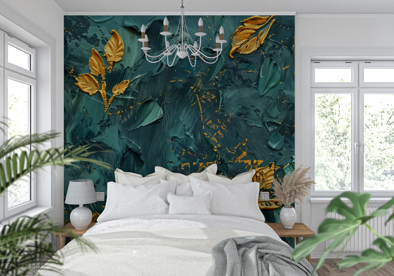 Papier Peint Bleu Paon - tendance mur