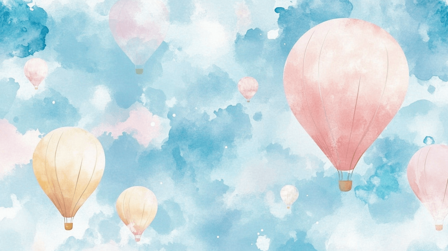 Papier Peint Montgolfière Et Ciel Aquarelle
