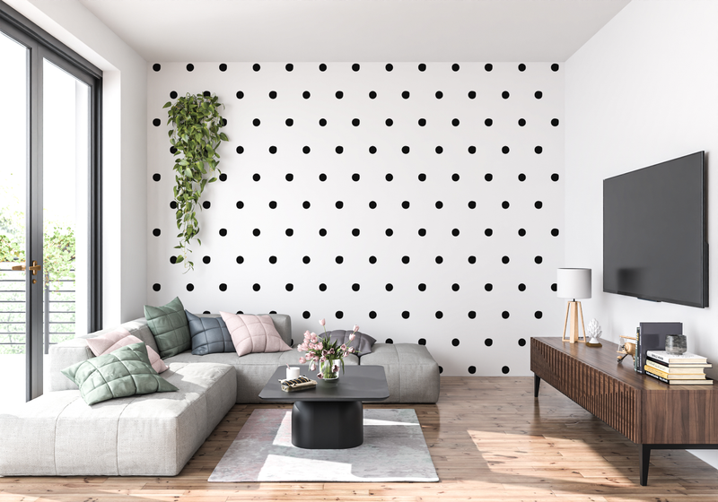 Papier Peint Pois Noir - tendance mur