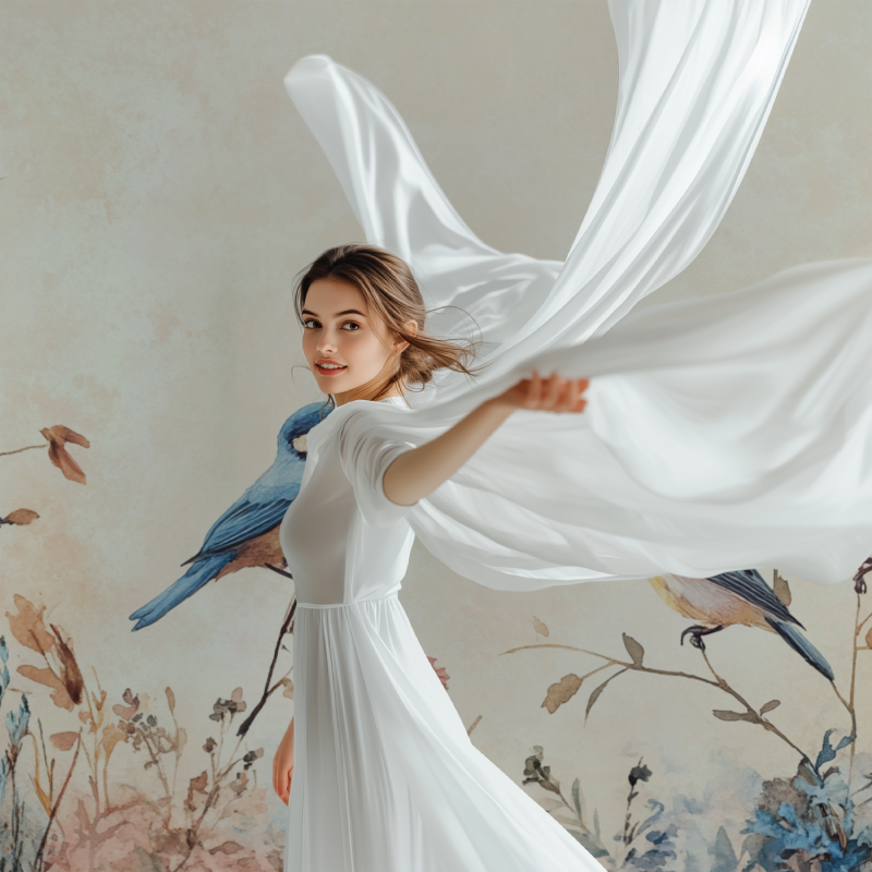 Papier peint vintage fleurs oiseaux modele