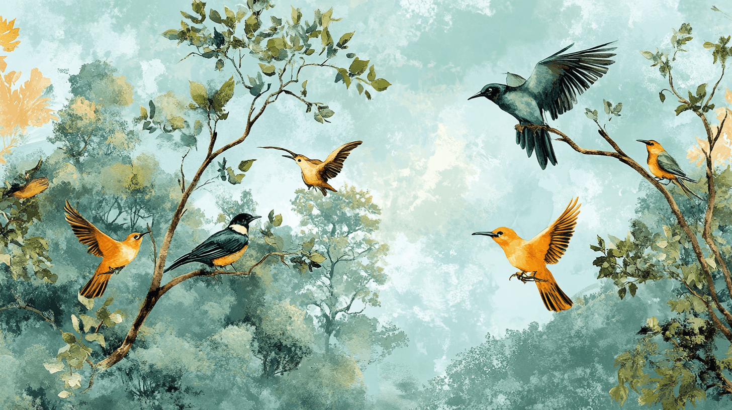 Papier Peint Arbre Aux Oiseaux