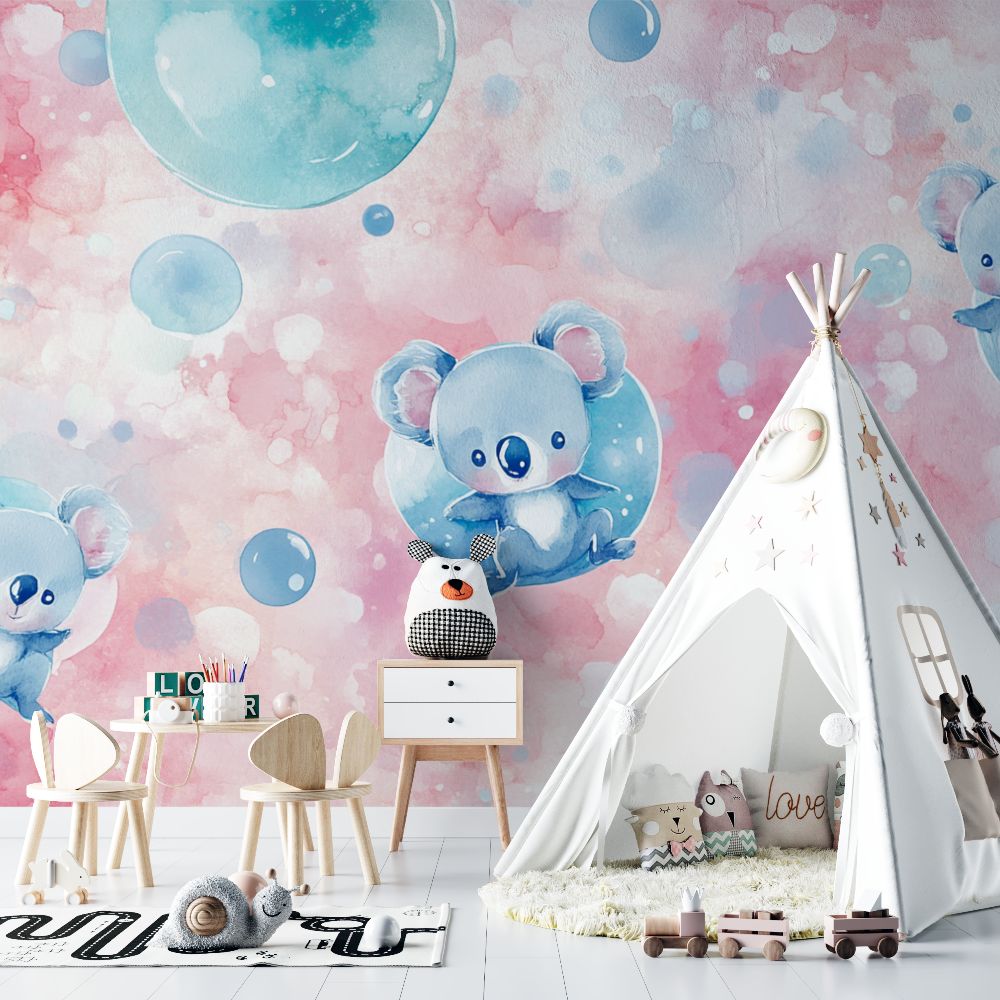Papier peint koala dans une bulle de reve chambre bebe