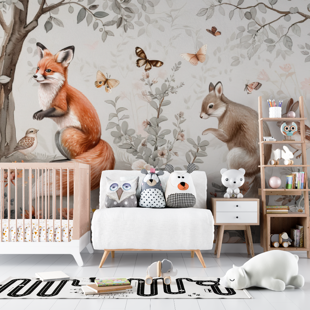 Papier peint bébé Animaux sur mesure - chambre bébé