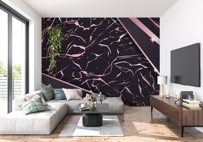 Papier Peint Rose Et Noir - tendance mur