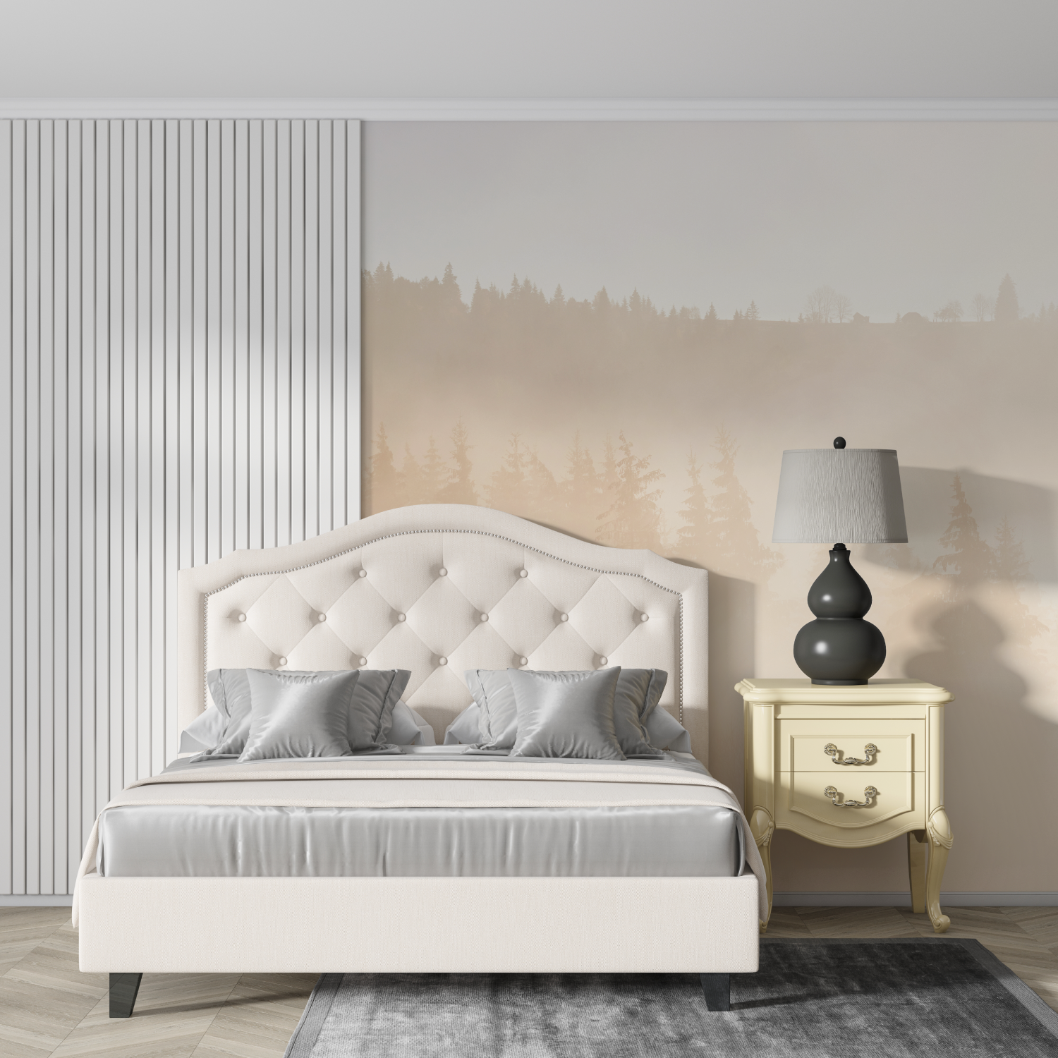 Papier peint cocooning foret beige chaud design