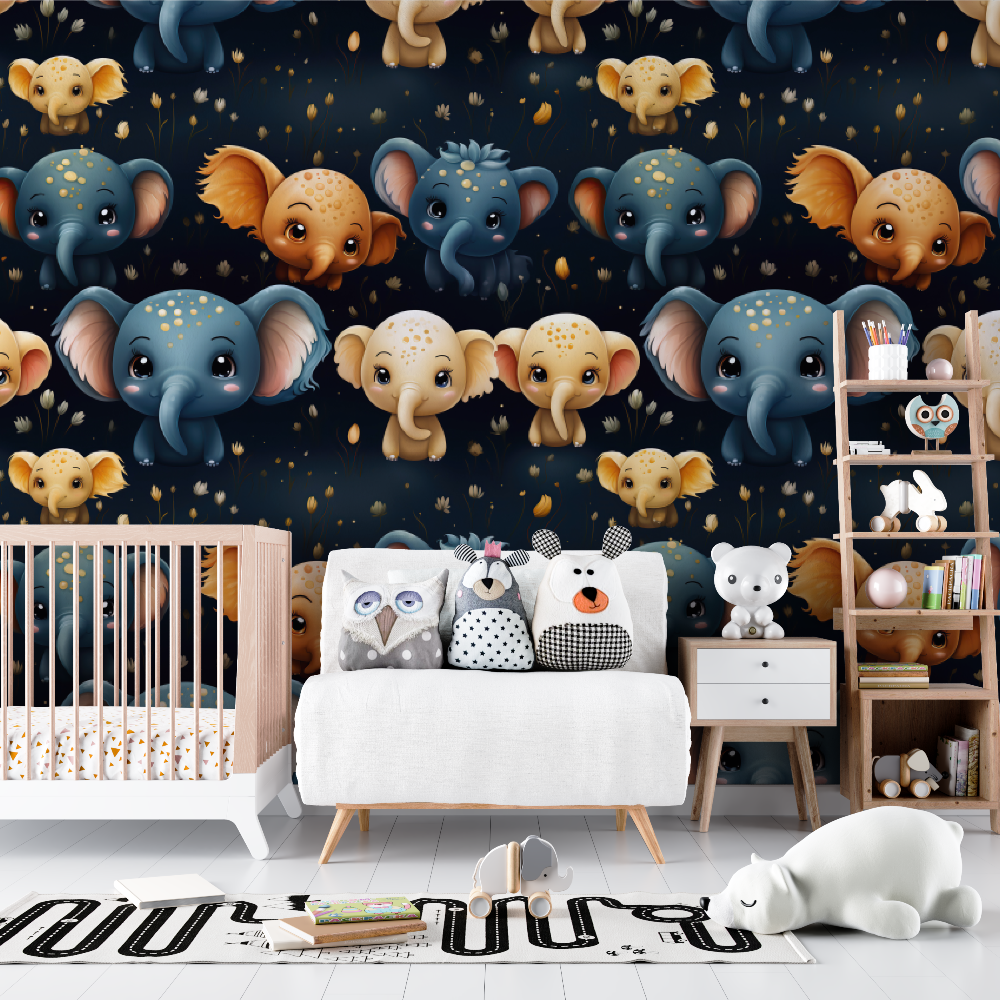 Papier peint Motifs d'éléphants bébé - bebe unisexe