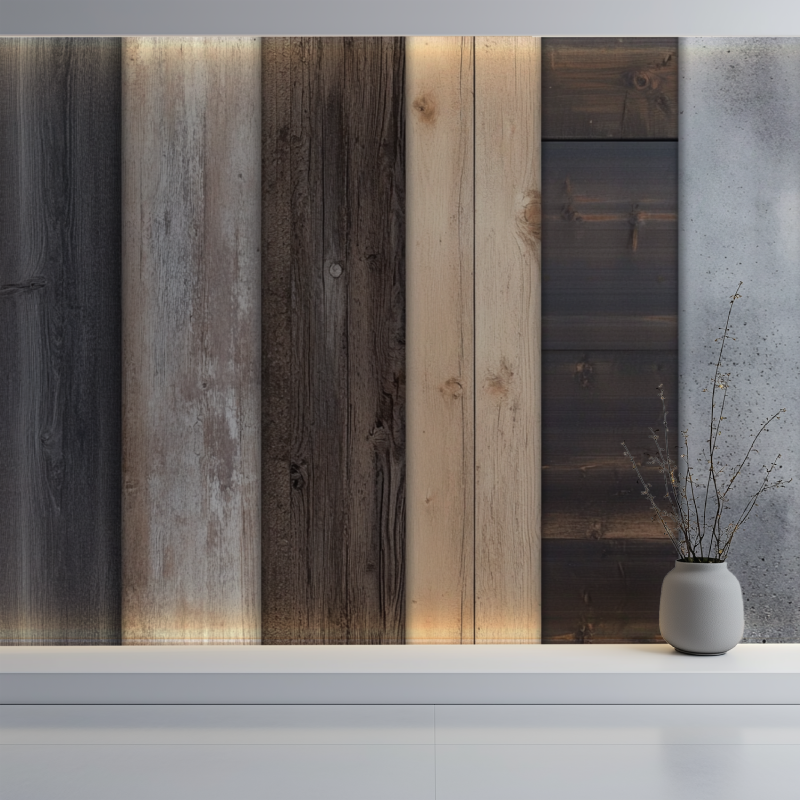 Papier peint vintage facon bois mur blanc