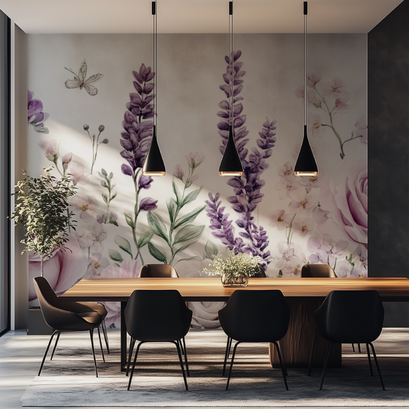 Papier peint fleuri vintage cha...le salle manger tapisserie