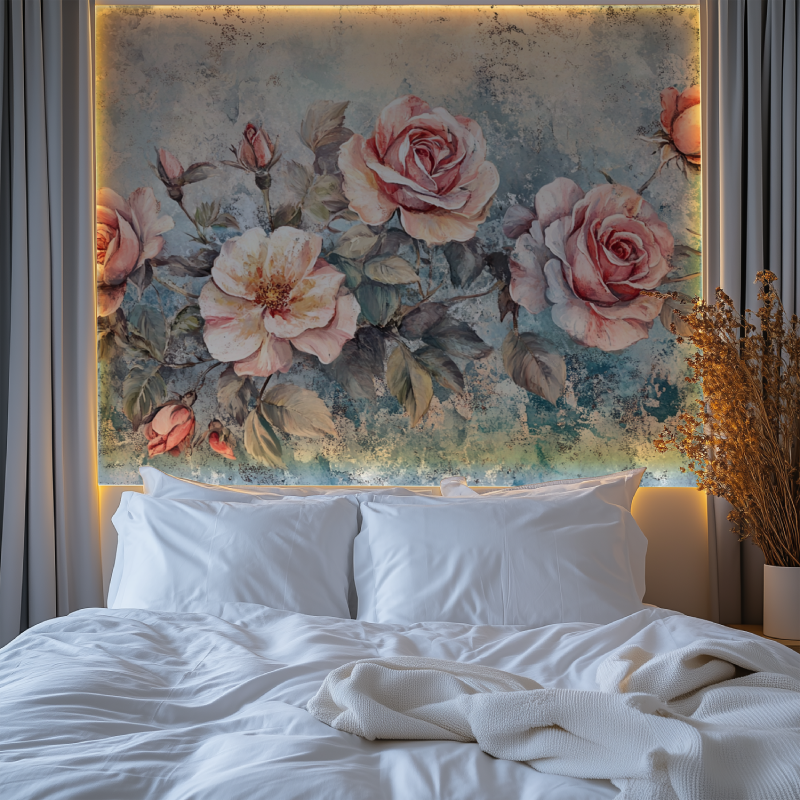 Papier peint fleur vintage chambre tendanc
