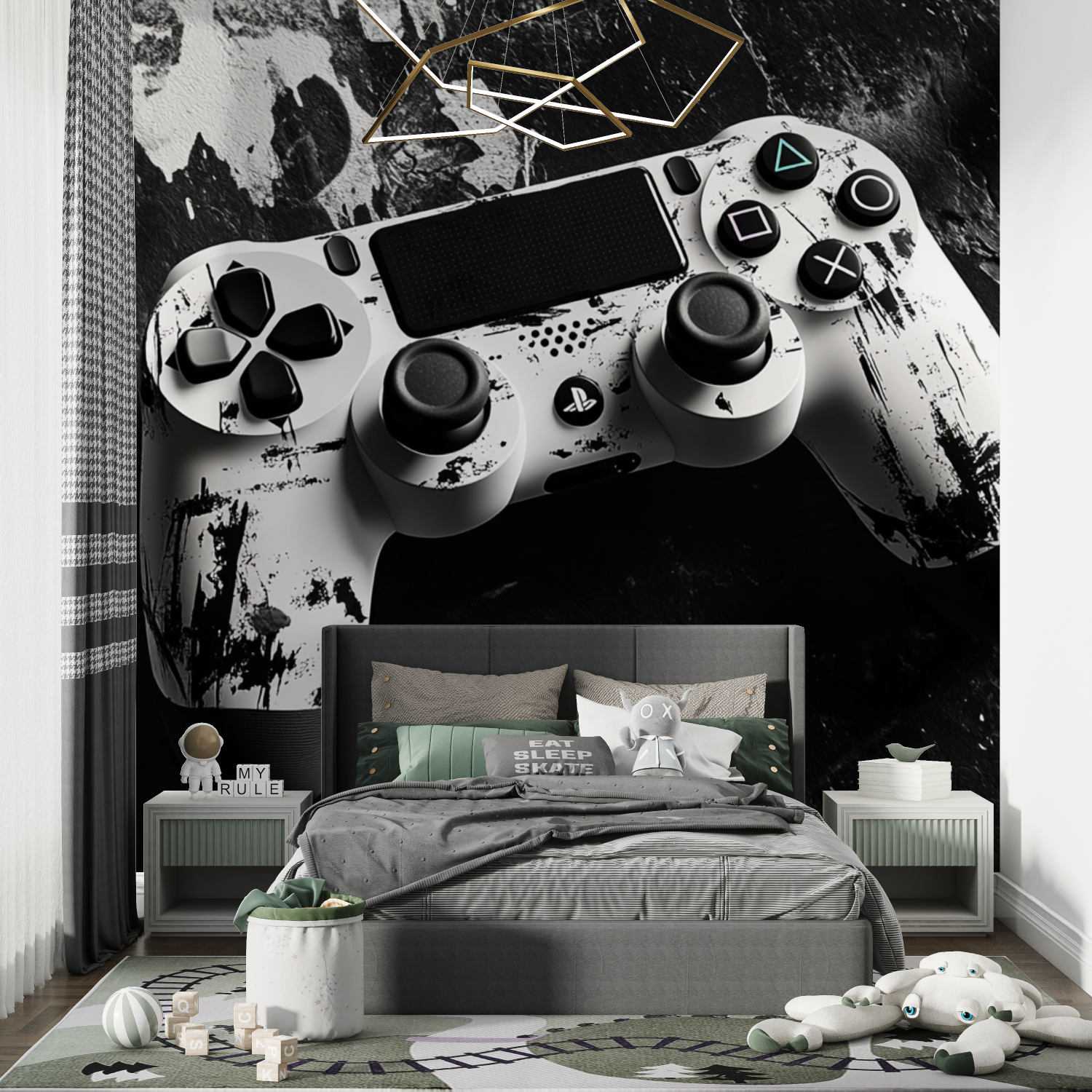 Papier peint gamers console chambre de garcon