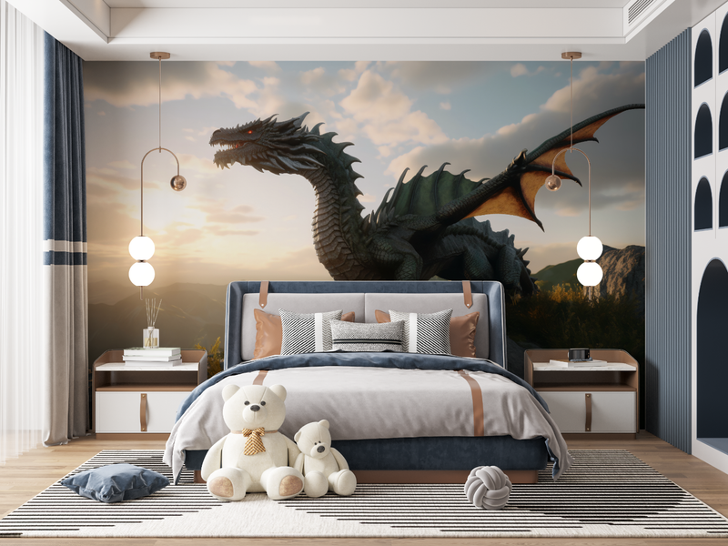 Papier Peint Dinosaure Dragon - tapisseries murale