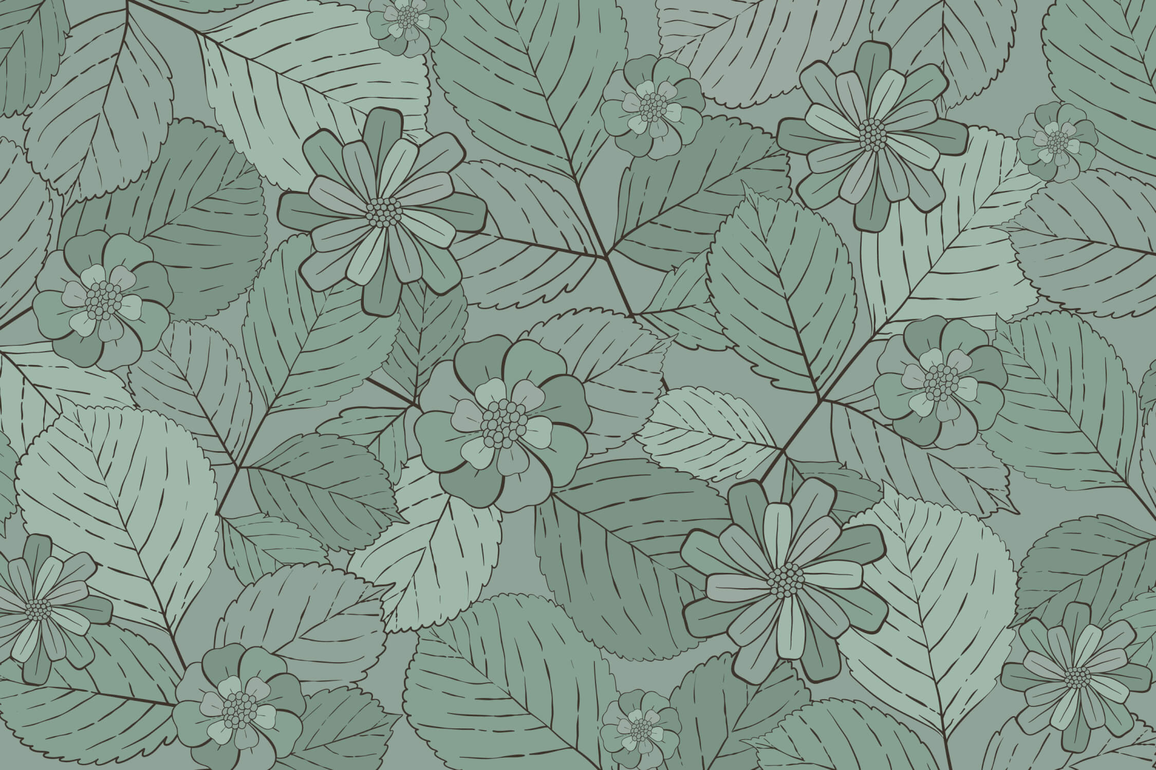 Papier Peint Motif Floral Vert