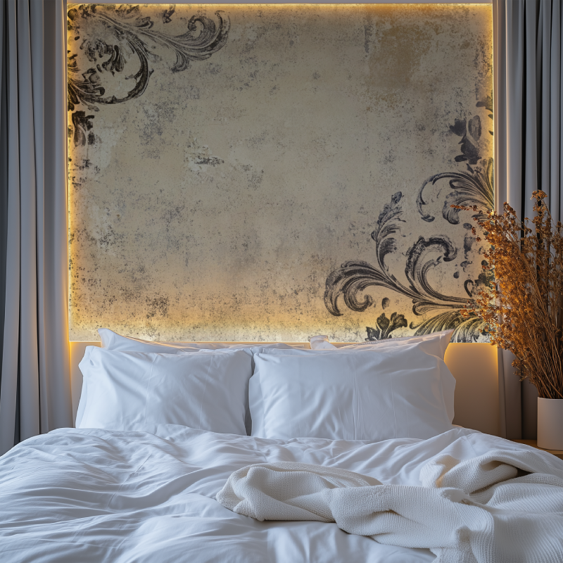 Papier peint vintage taupe chambre tendanc