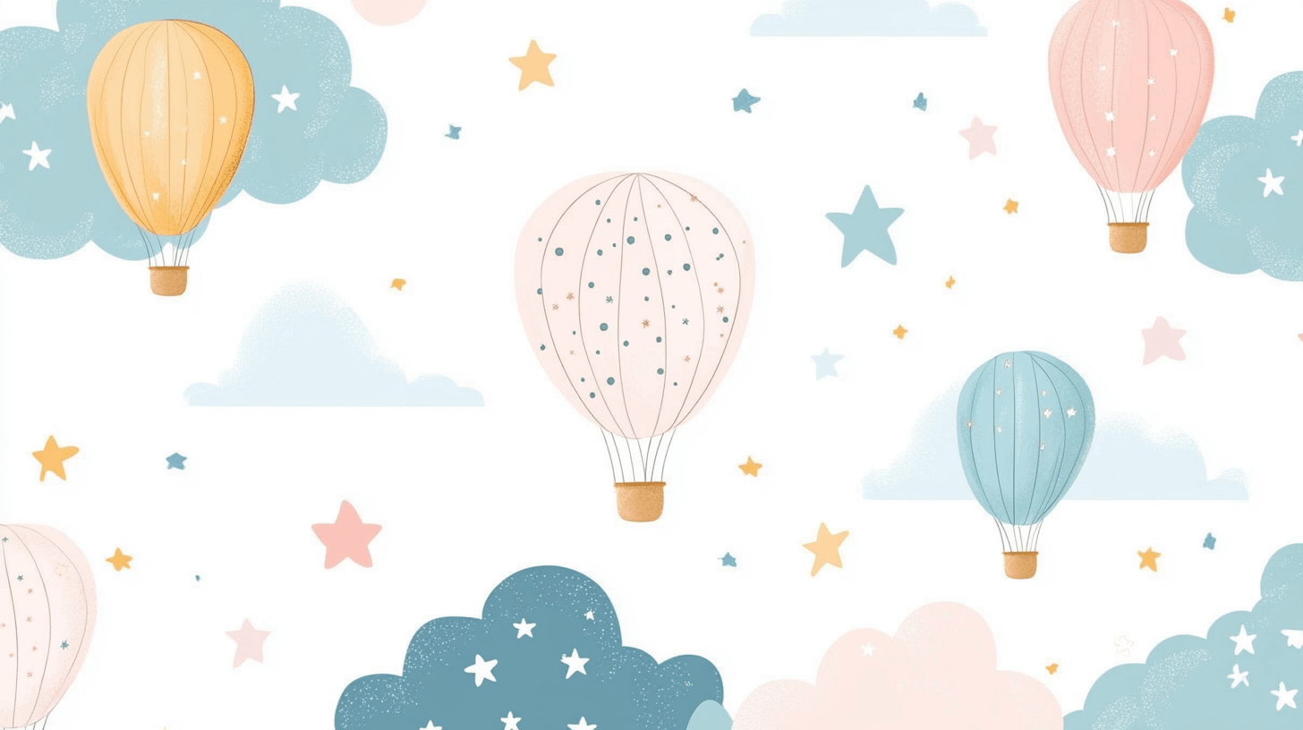 Papier Peint Montgolfière Et Étoiles Dorées