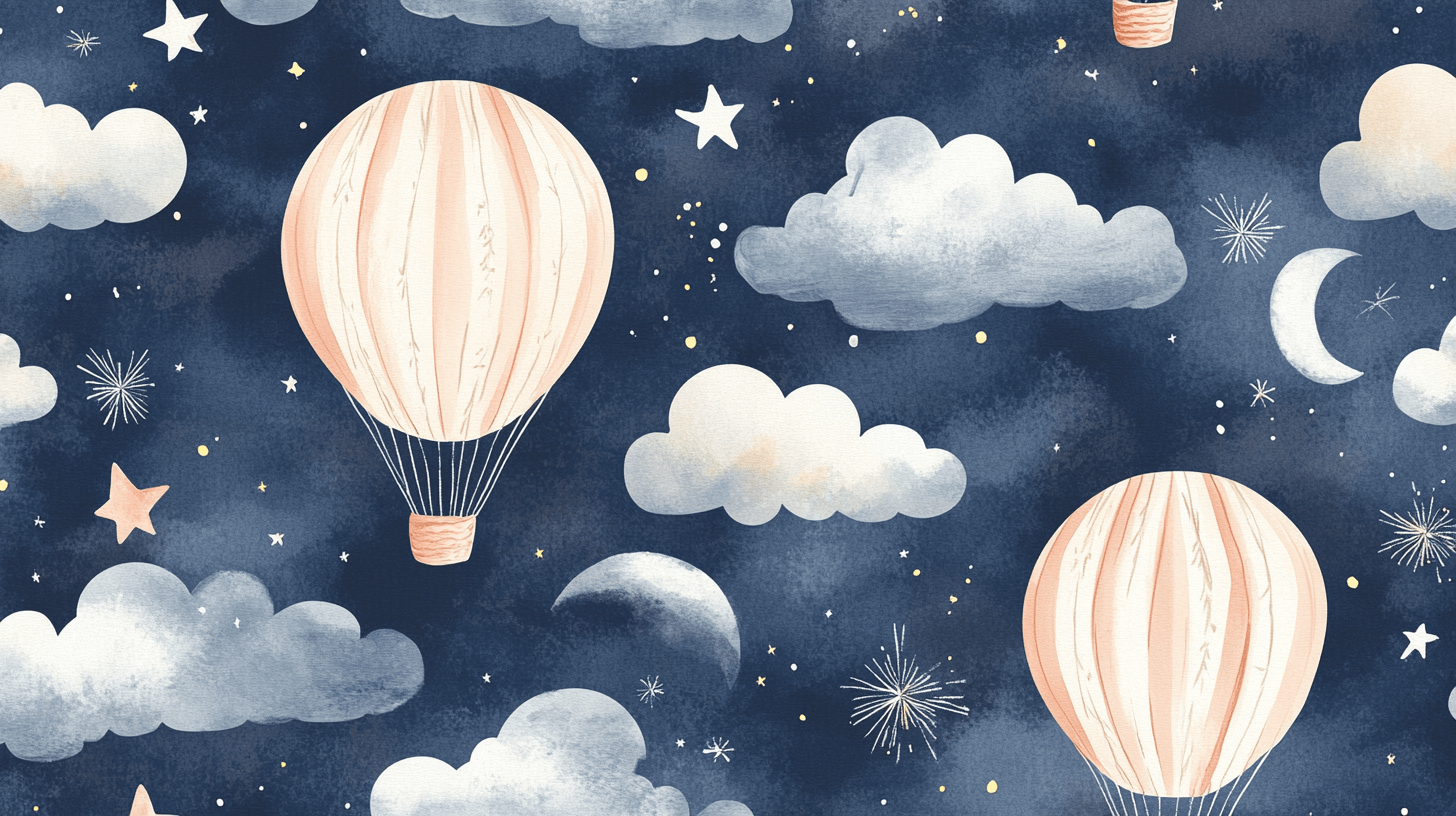 Papier Peint Montgolfière Et Ciel Nocturne