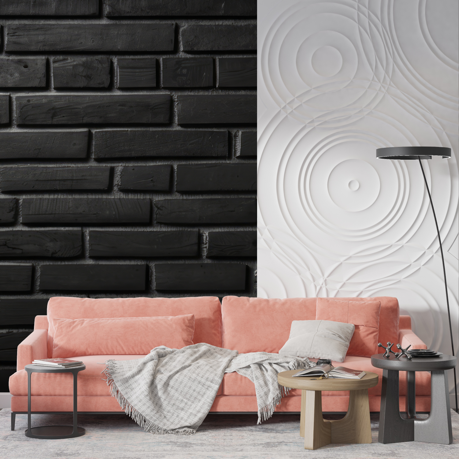 Papier Peint Noir Brique - tendances