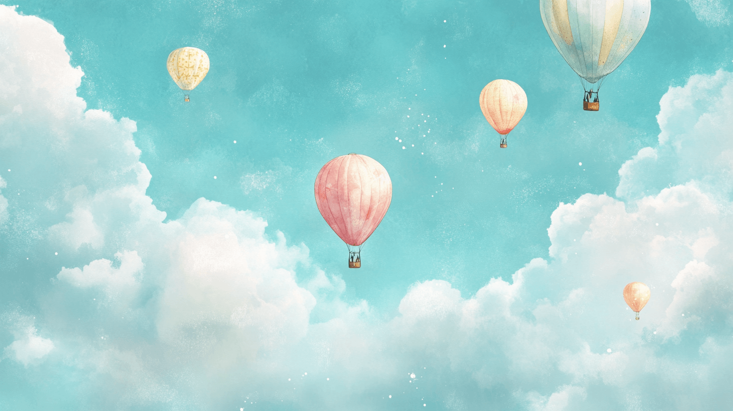 Papier Peint Montgolfière Et Ciel Turquoise
