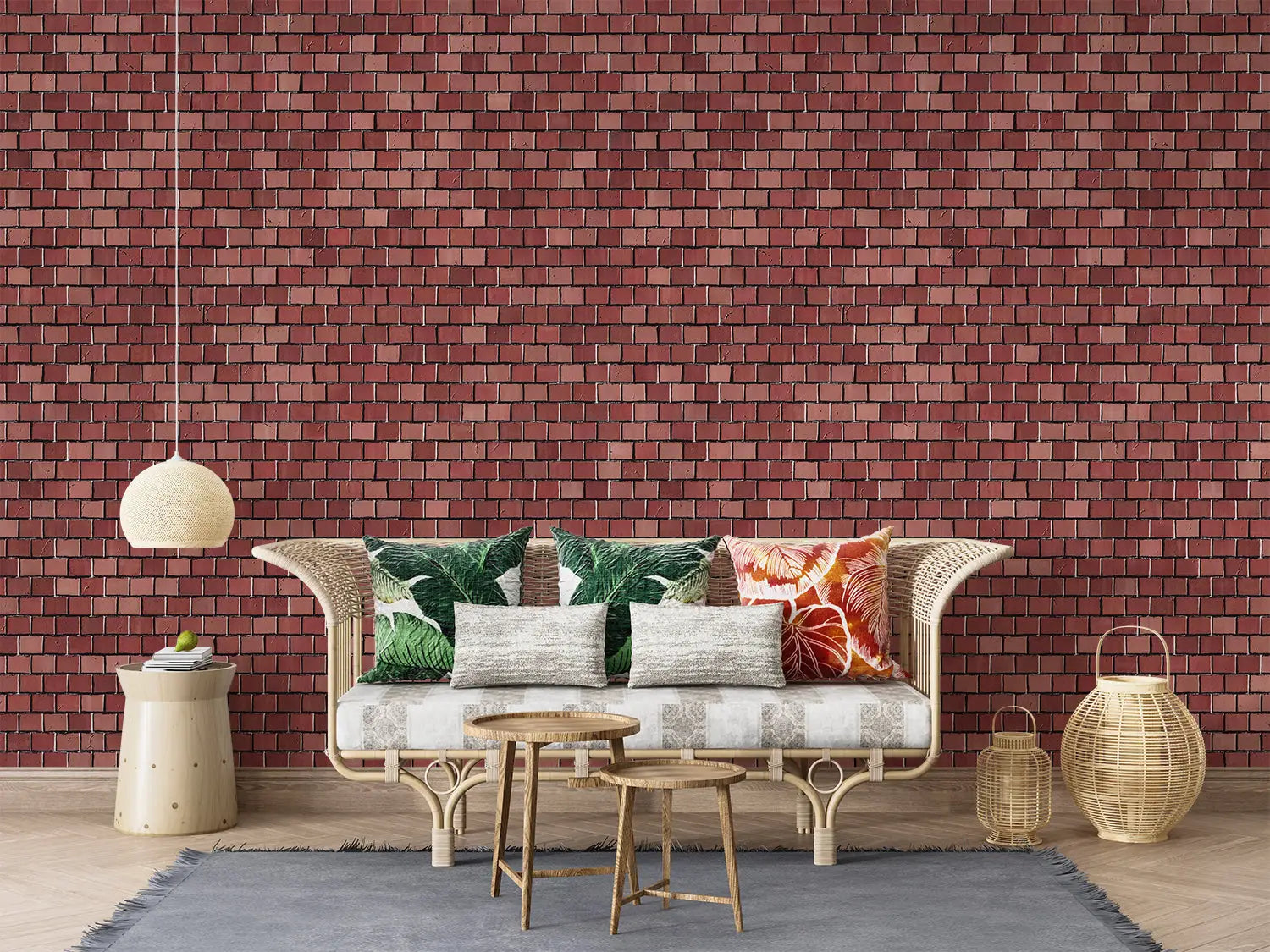 Bedroom Red Brick Wallpaper - Second Image