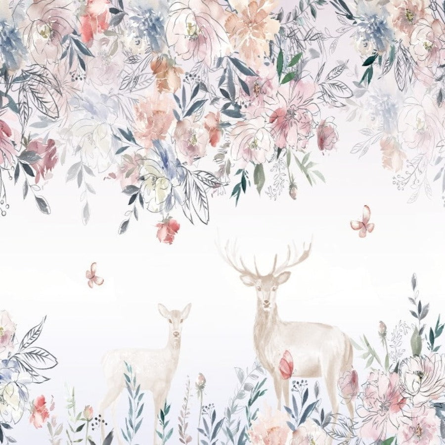 Animals Wallpaper <br/> Deer and Flower Pattern