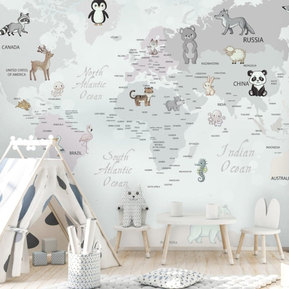 World Map Wallpaper <br/> Baby Animals