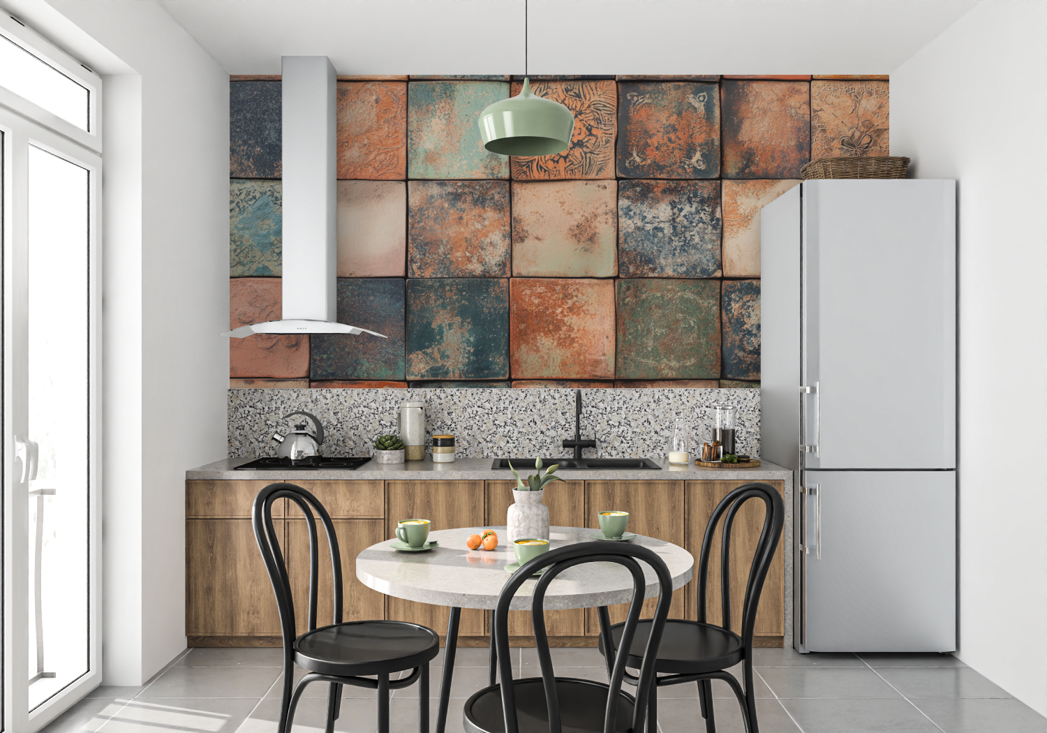 Papier peint terracotta inspira...work artisanal mur cuisine