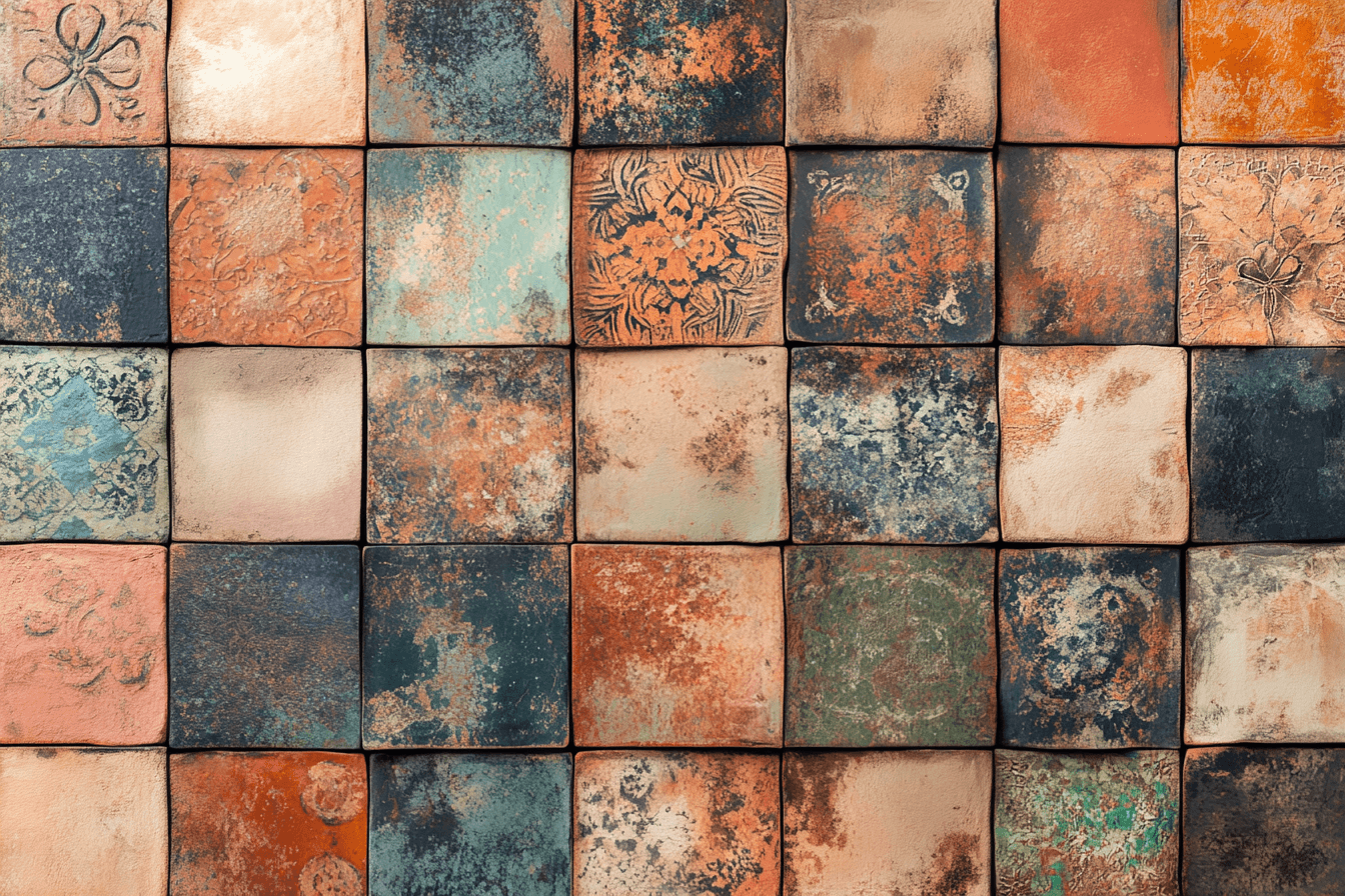 Papier Peint Terracotta Inspiration Patchwork Artisanal