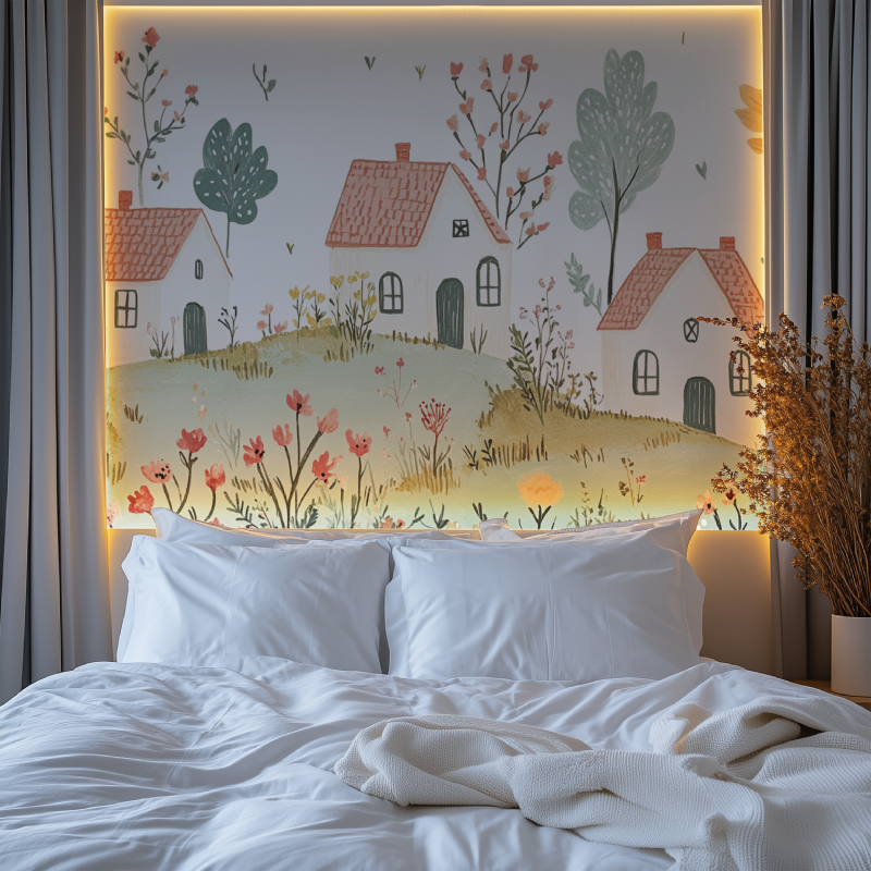 Papier peint vintage cottager chambre premium