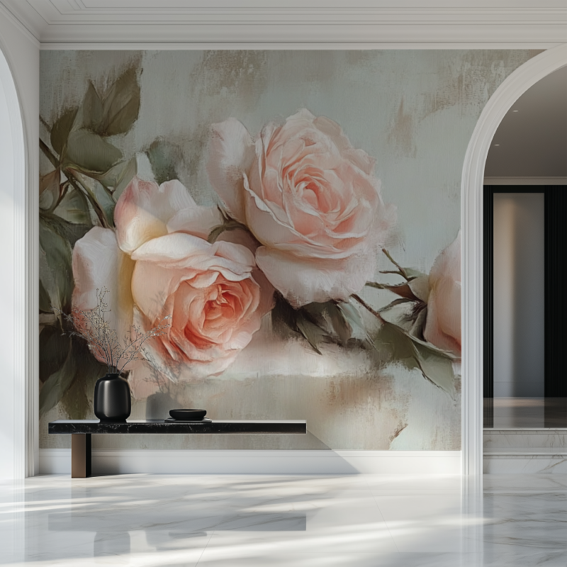 Papier peint a fleurs vintage salon beau