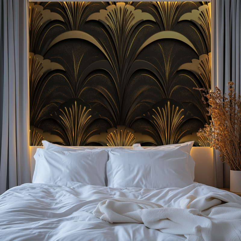 Papier peint vintage dore chambre premium