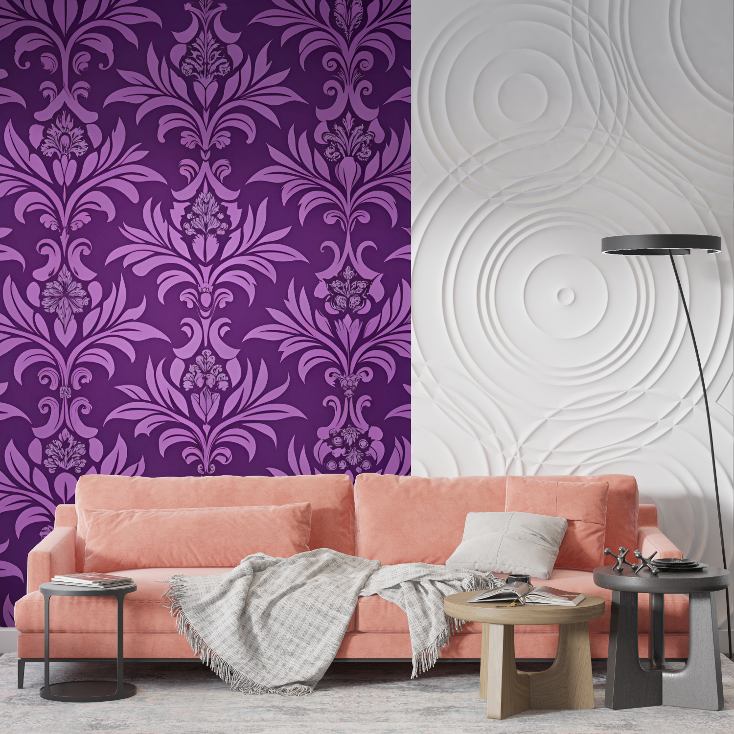 Papier Peint Baroque Violet - tendances