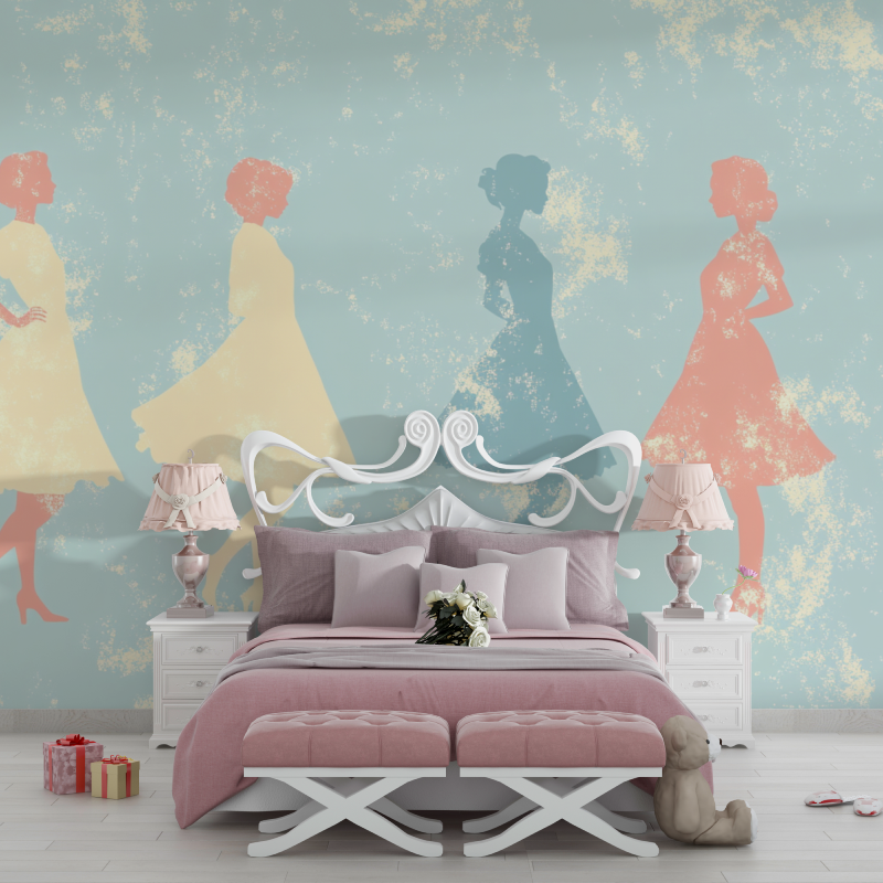 Papier peint vintage fille chambre filles