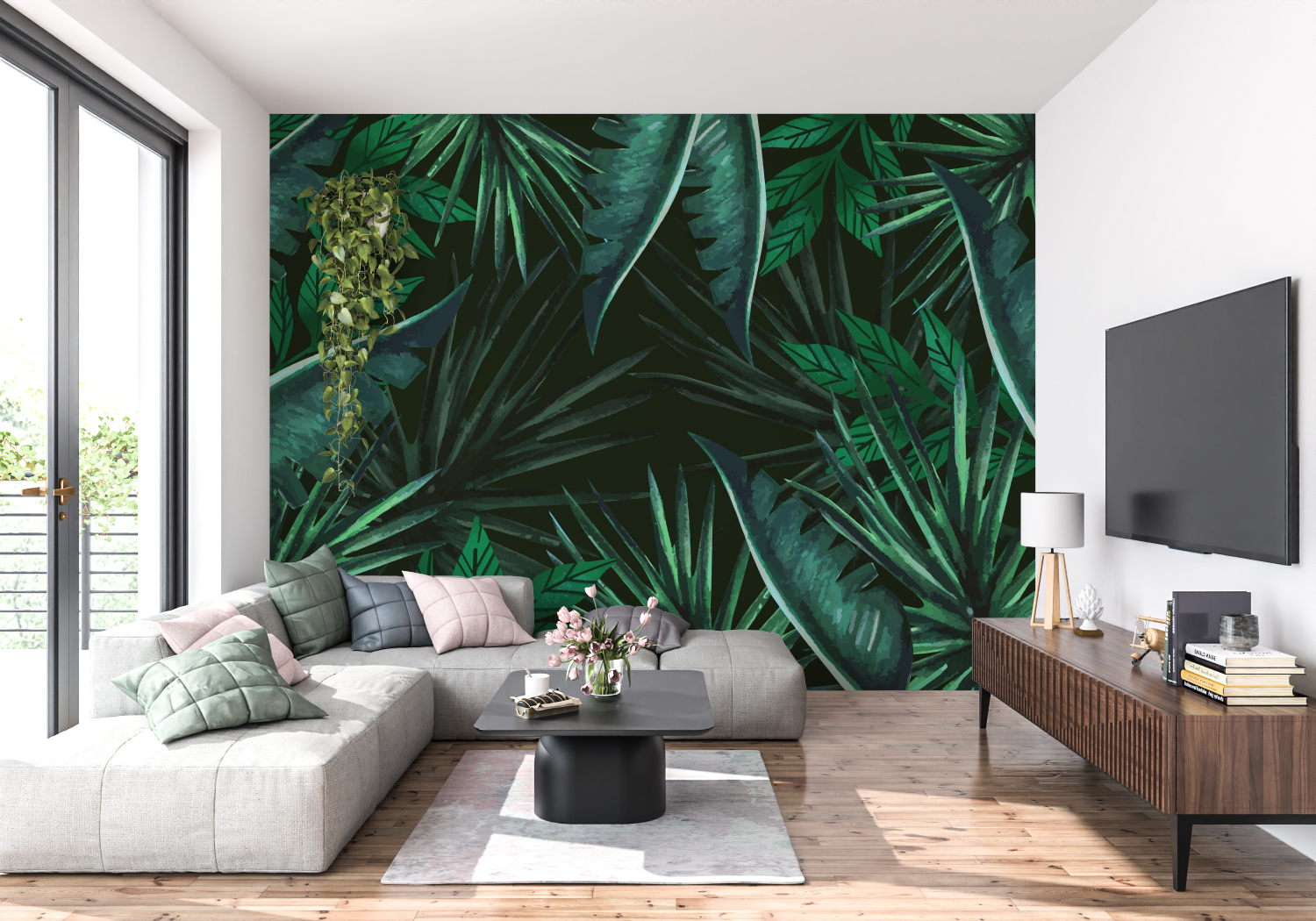 Papier Peint Vert Jungle - tapisserie pano