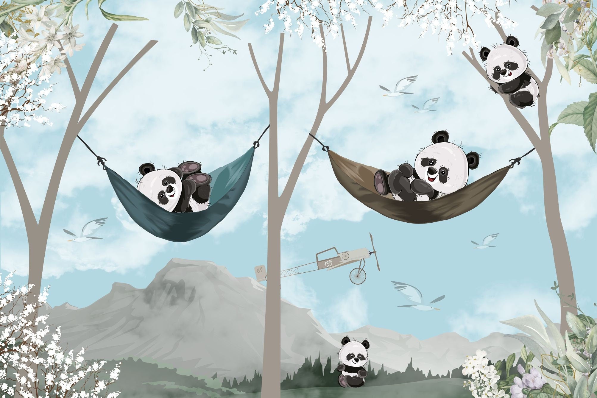 Animals Wallpaper <br/> Blue Panda Panoramic and Hammock