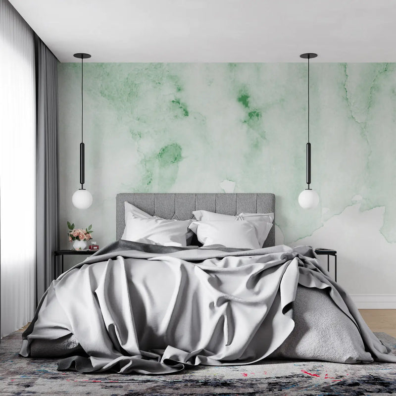 Papier Peint Aquarelle Vert - tendance mur