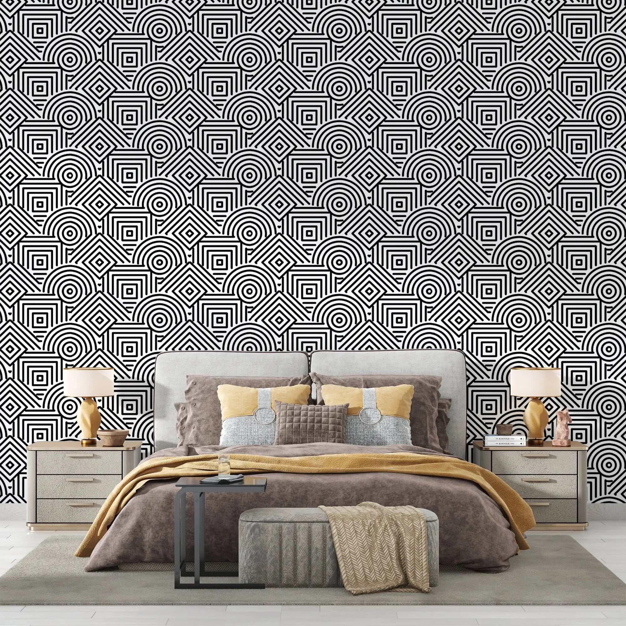 Black and White Art Deco Wallpaper - Second Image