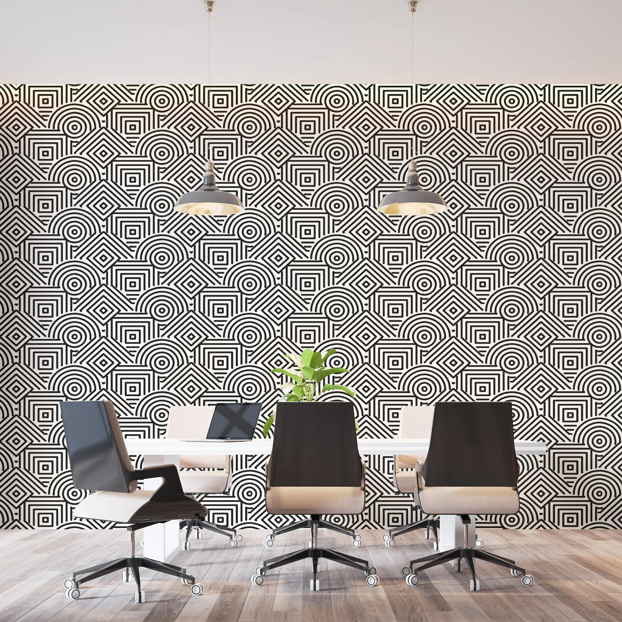 Black and white art deco wallpaper