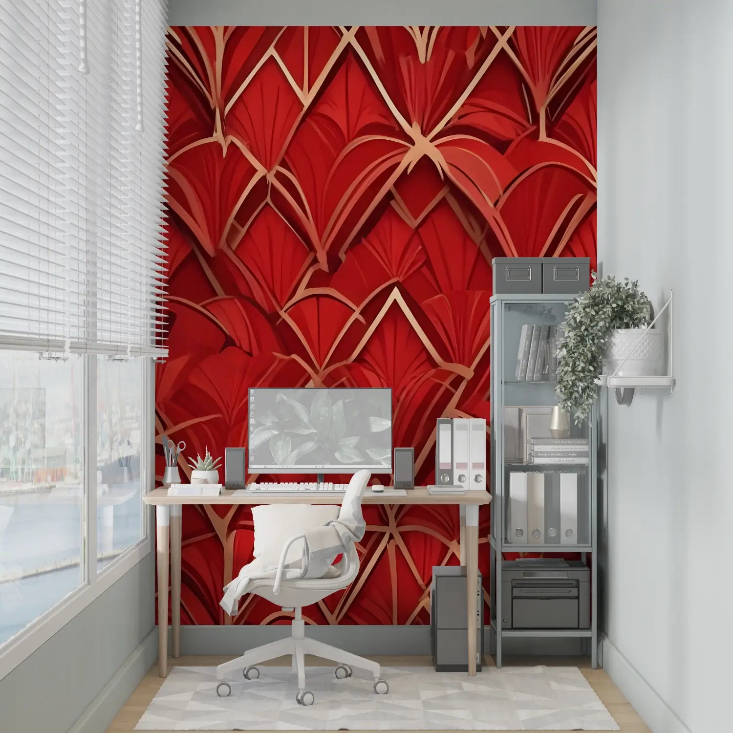 Papier Peint Arts Deco Rouge - pano mural