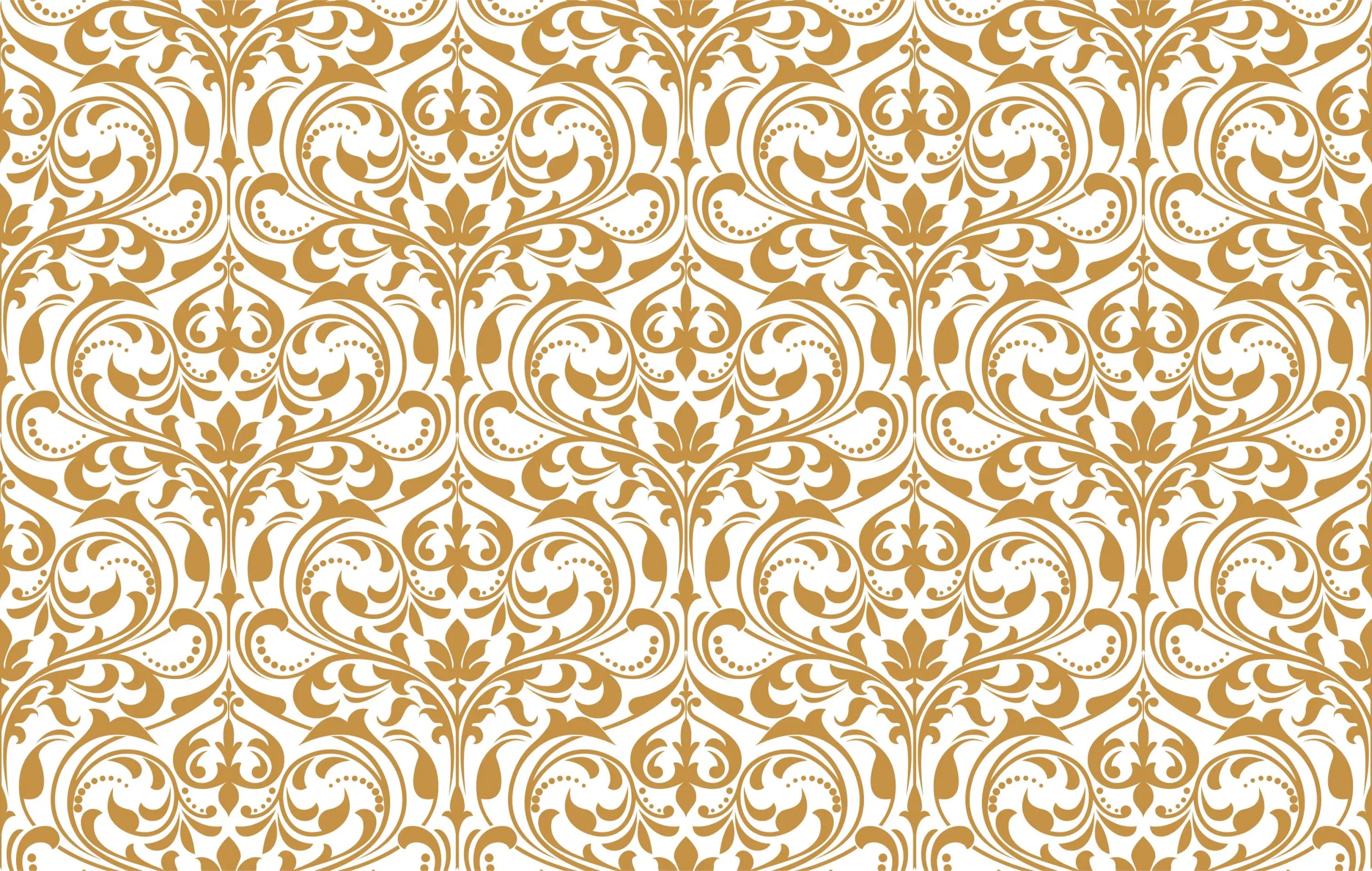 White and Gold Baroque Wallpaper