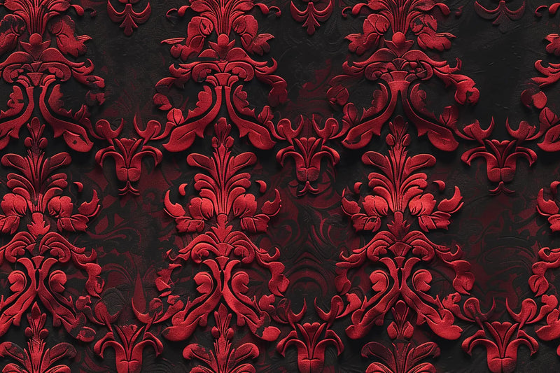 Papier Peint Baroque Rouge Noir 3d