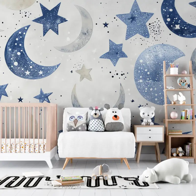 Baby wallpaper Celestial stars blue - Second Image