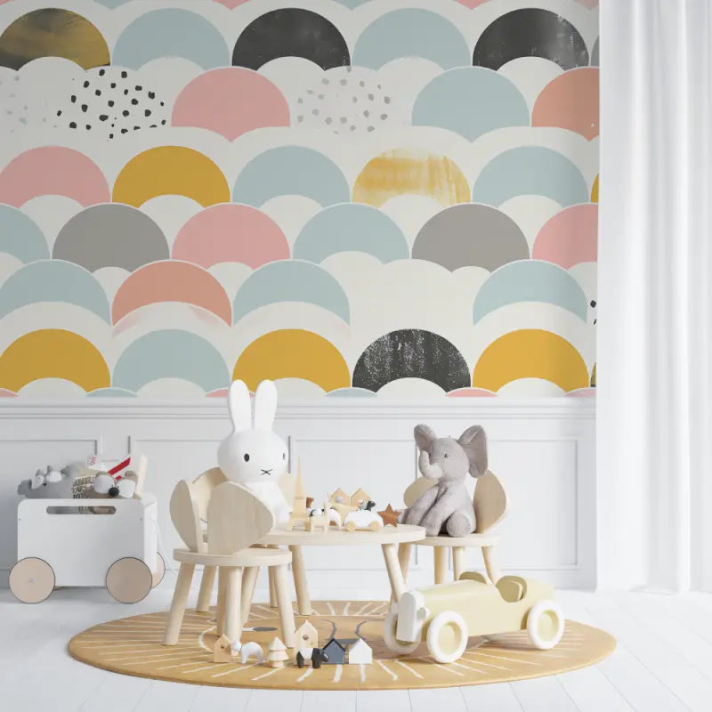 Papier Peint Bébé Géométriques Scandinaves - chambre bébé