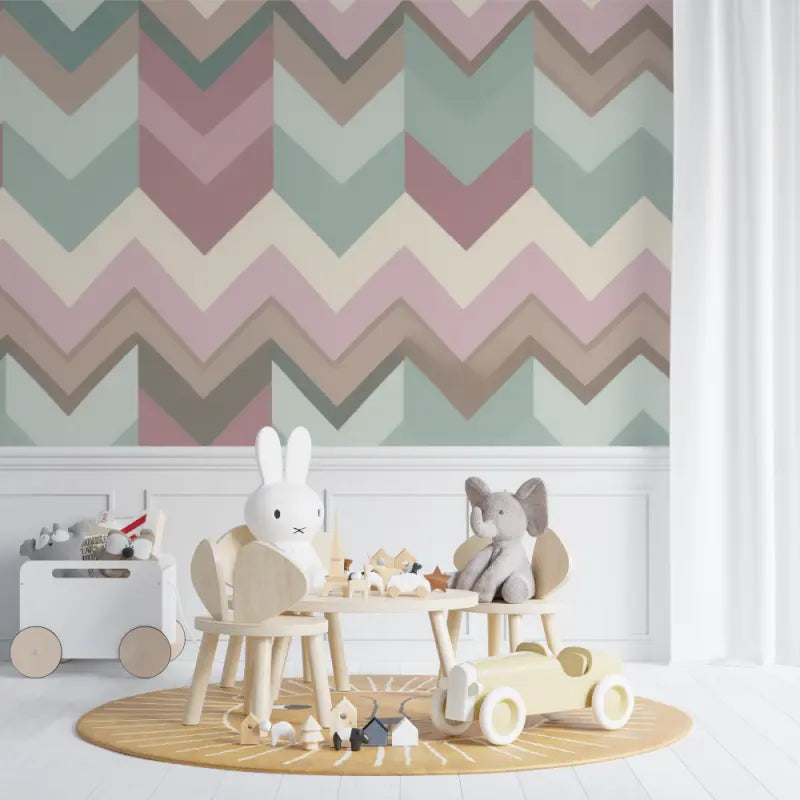 Papier peint bébé Motifs chevrons - chambre bébé