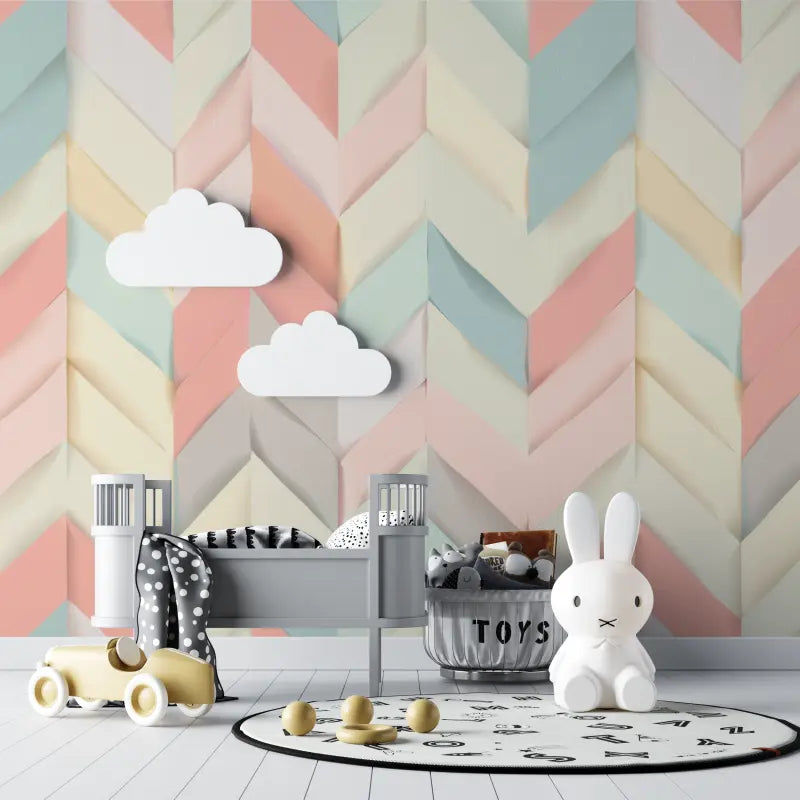 Papier peint bébé motifs chevrons 3D - bebe