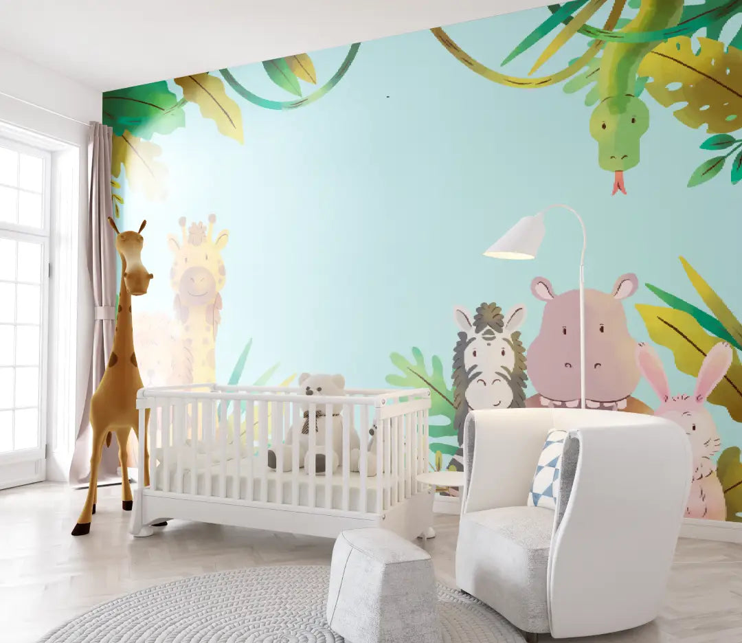 Papier Peint Bébé Safari et Jungle - chambre de bebe