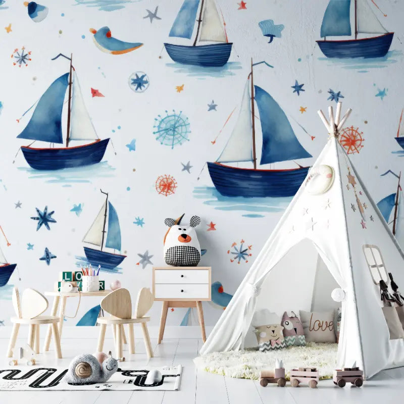 Baby wallpaper Nautical sailboats - Second Image