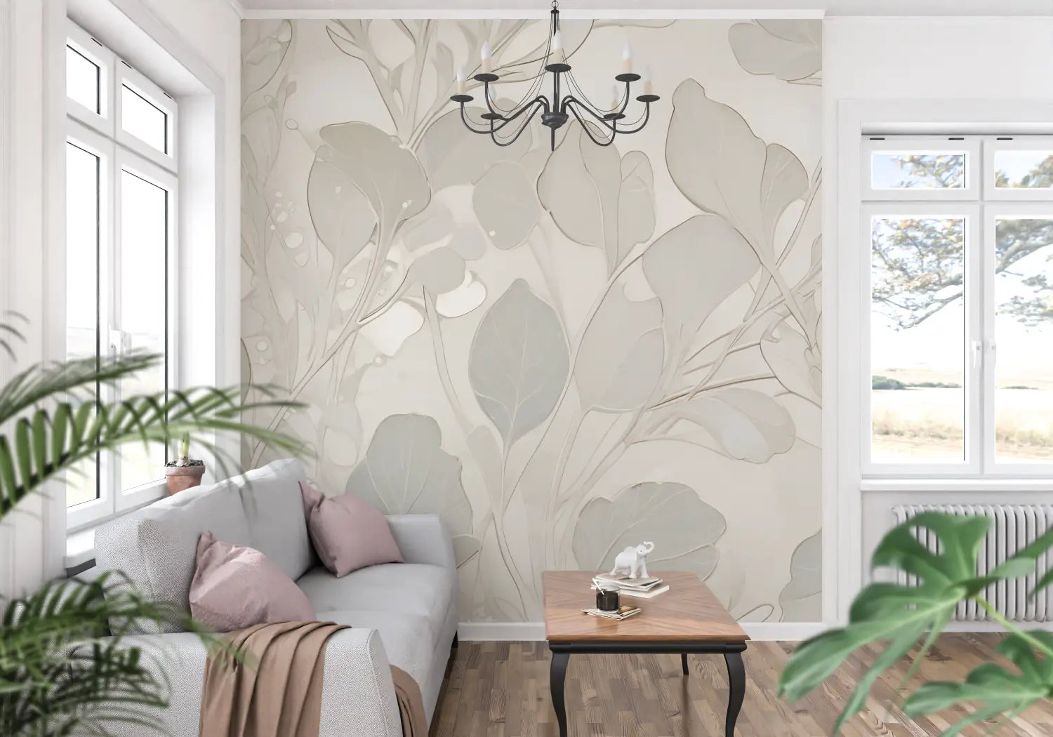 Papier Peint Beige Gris - panoramique tendance