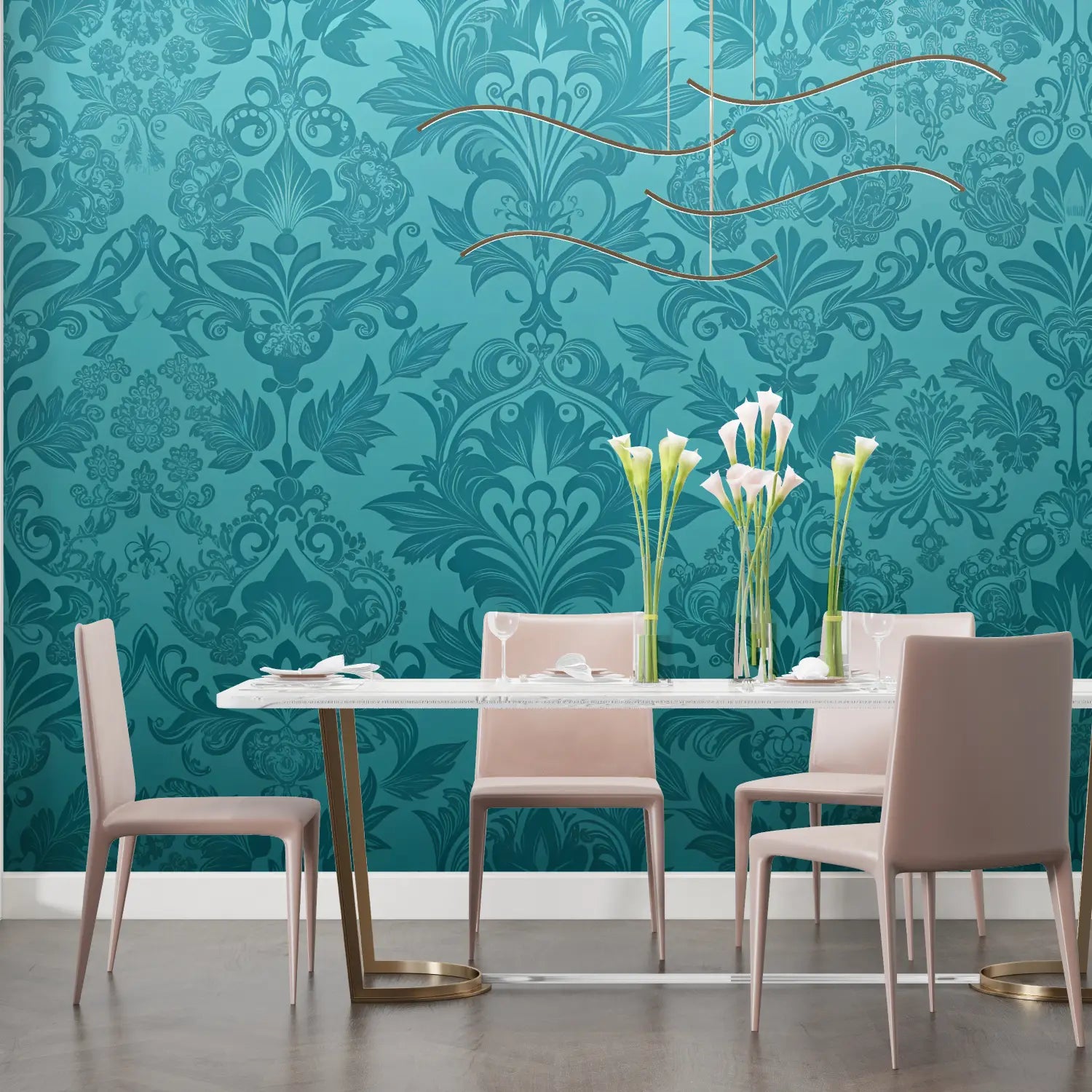 Baroque Teal Wallpaper - Second Image