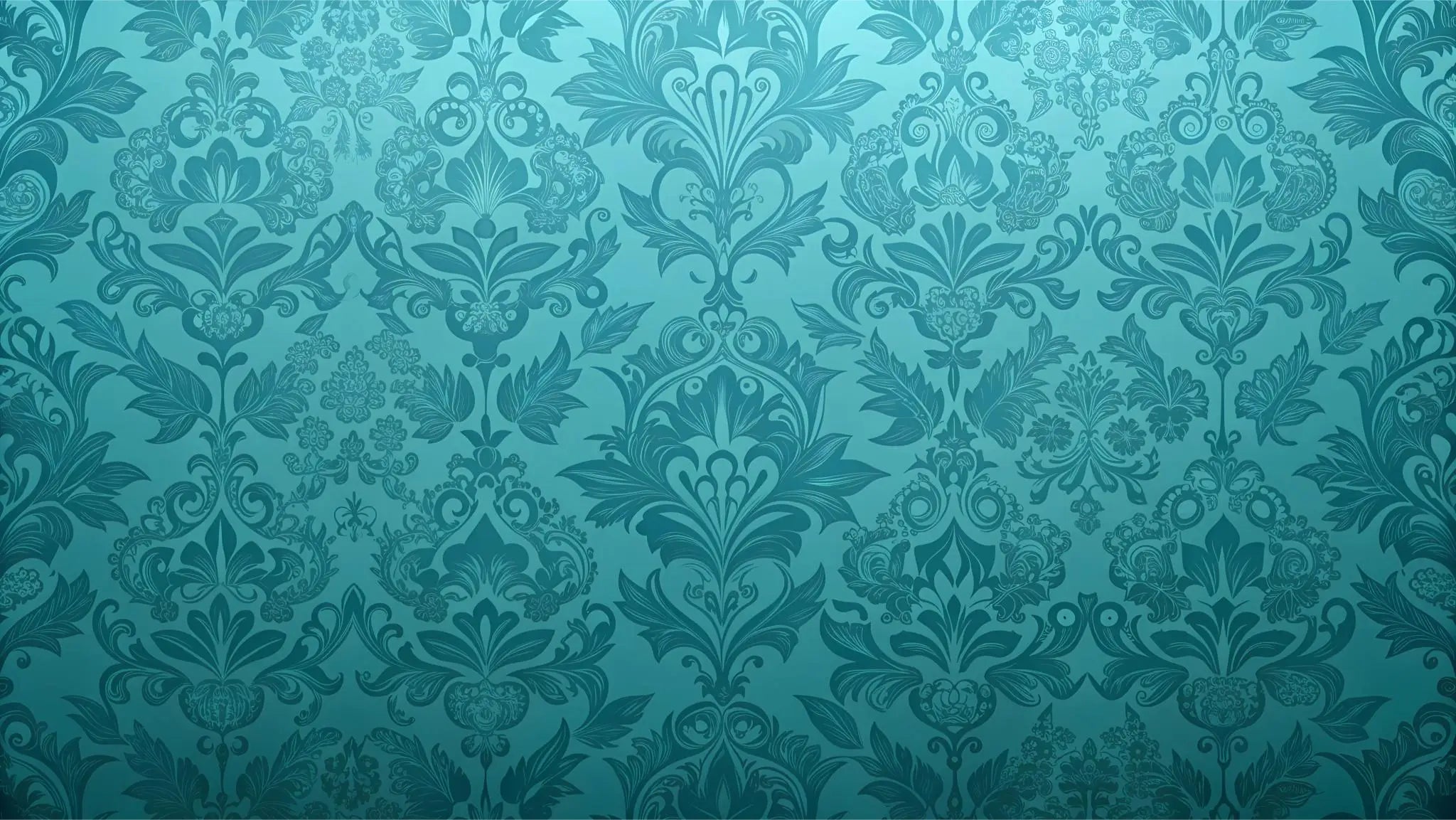 Baroque Teal Wallpaper