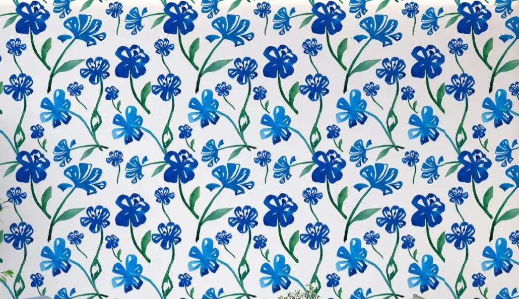 Blue and white wallpaper